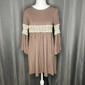 POMELO LARGE BROWN & CREAM LONG SLEEVED BLOUSE